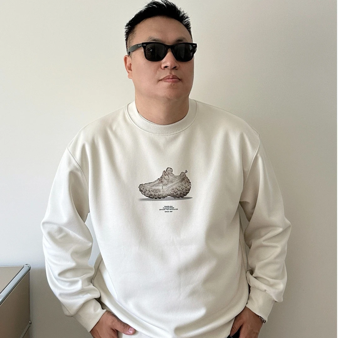 大依无忧大码男装秋新款简约宽松潮胖子加肥加大男款套头长袖卫衣