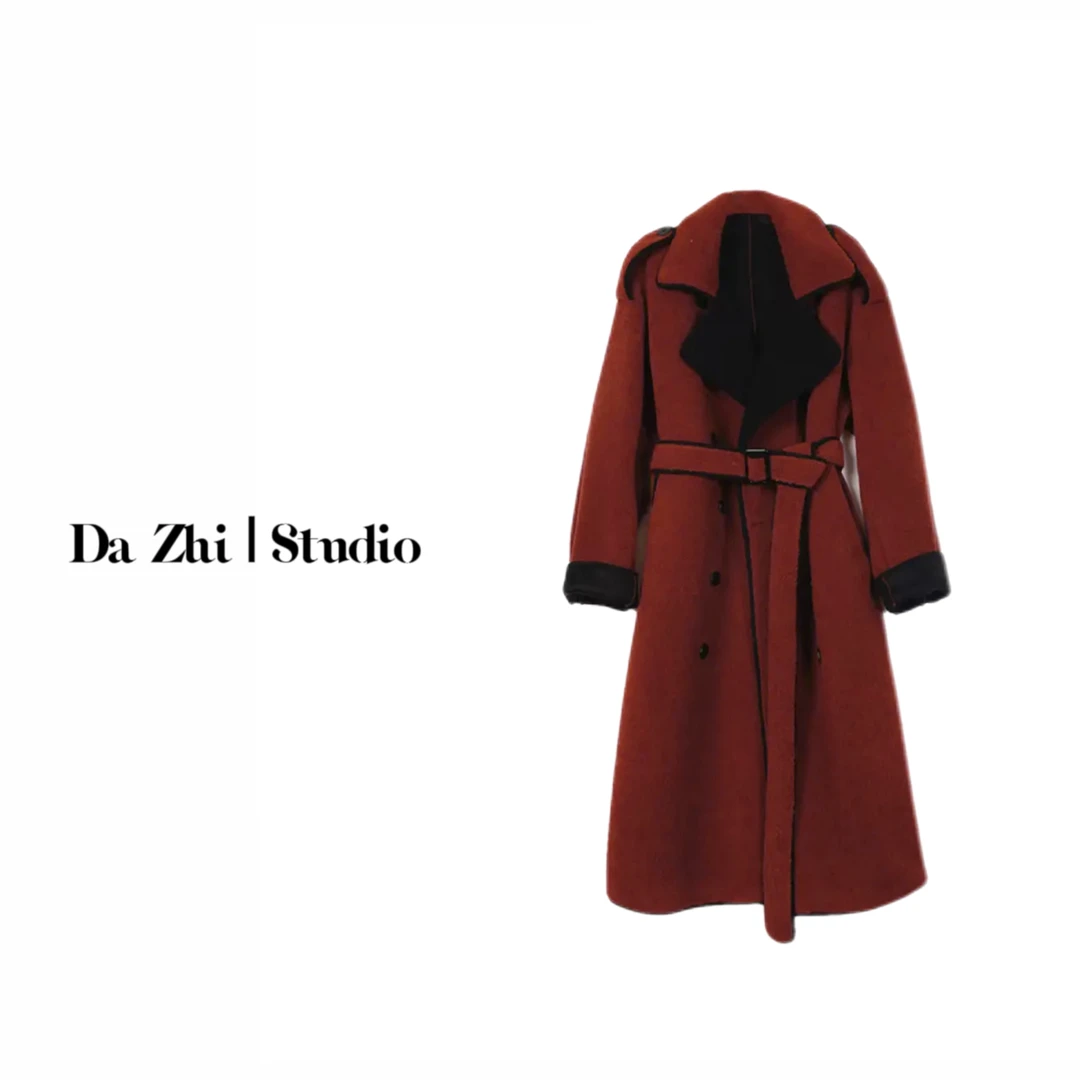 【大只定制】柏林之夜冬季加厚型高级时尚气质款女士翻领大衣1507