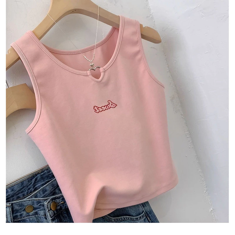 粉色镂空打底小吊带背心女夏季2024新款短款内搭外穿无袖泰式上衣