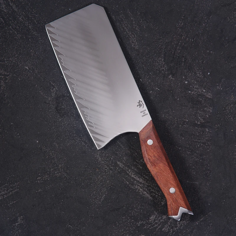 《影瑕疵》巴花木柄7层钢10cr15mov中式切片水果刀