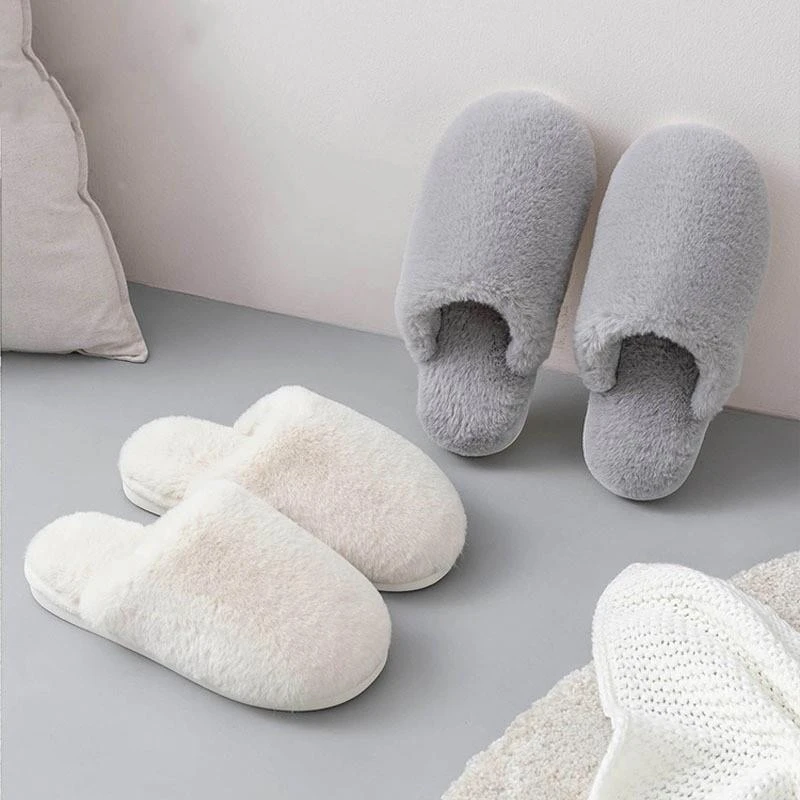 日式简约风棉拖鞋男女冬季时尚情侣居家用家居防滑保暖毛绒加厚底