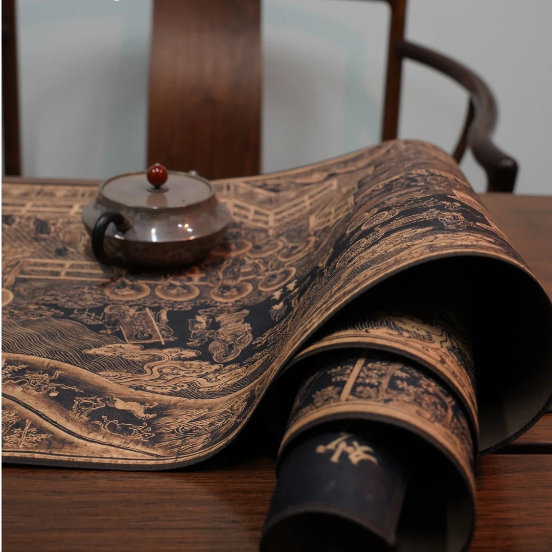 【明也茶器】宣丝薄款茶席禅意妙法莲华经序品中式家用120cm*32cm