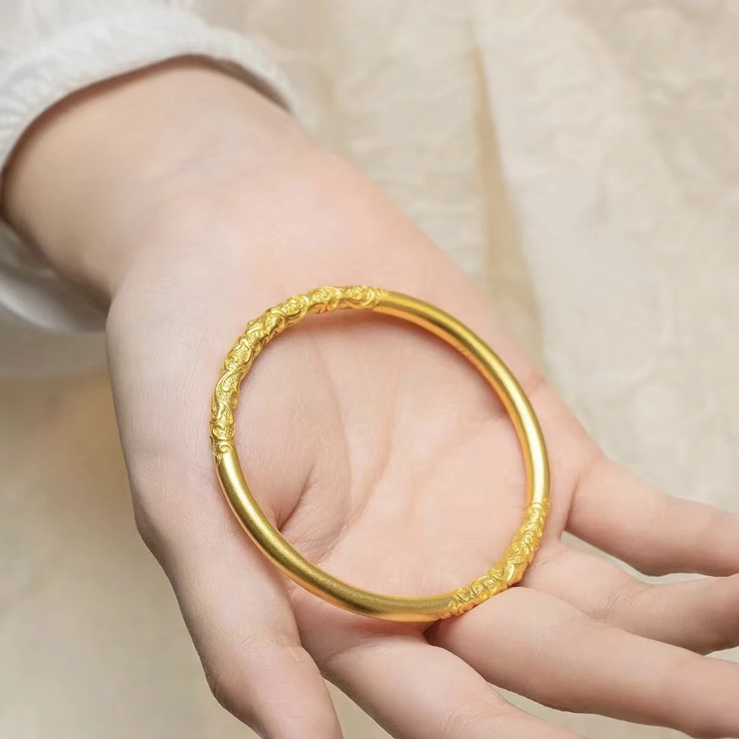 合金手镯 线下同款，古法精工气质卷草纹手镯