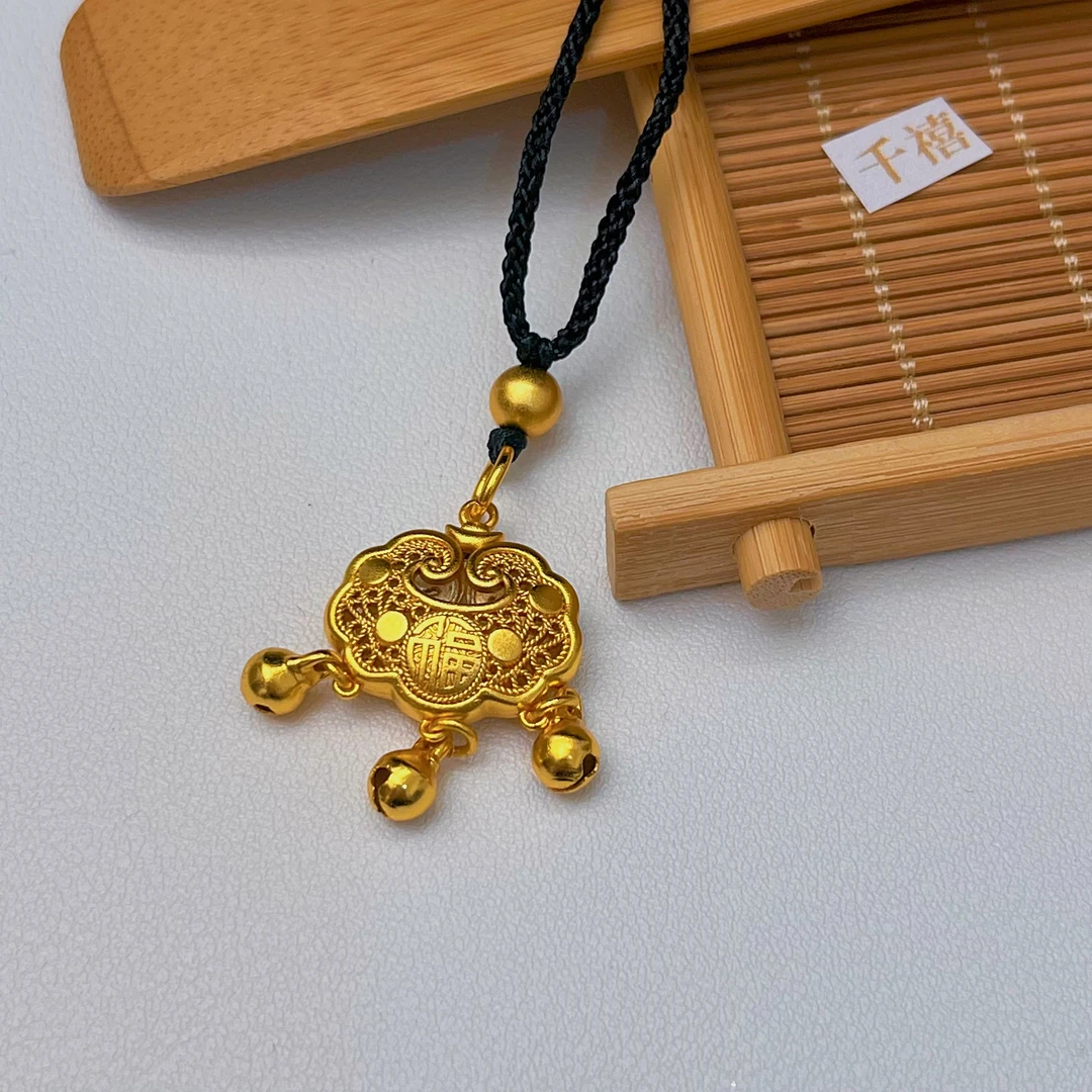 合金吊坠 古法精工小号祥云平安锁宝宝过周满月礼物项链