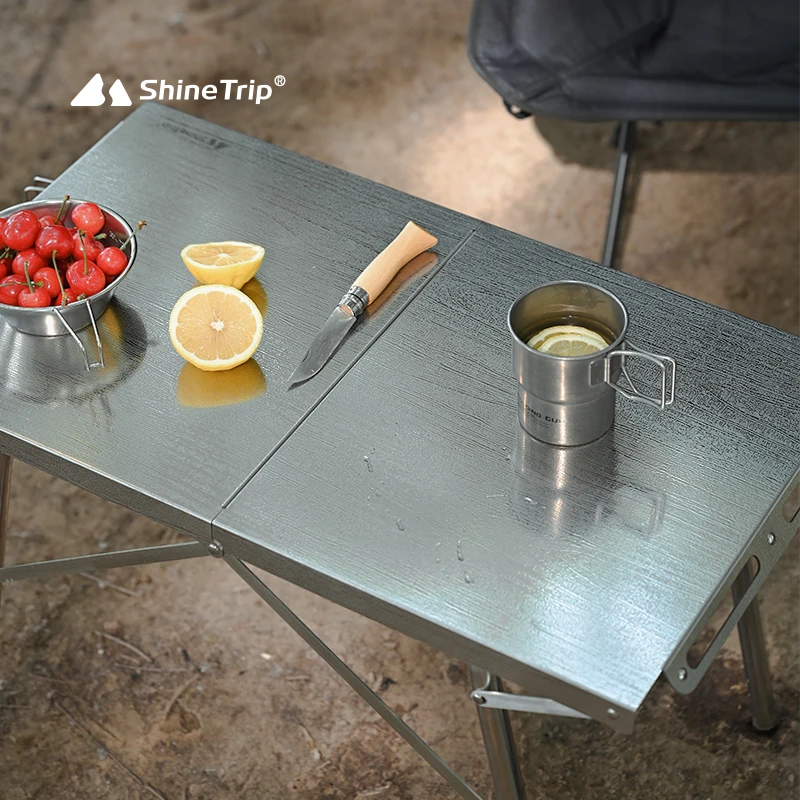 山趣户外露营素垠不锈钢户外野营野餐桌子露营野炊折叠桌椅露营桌