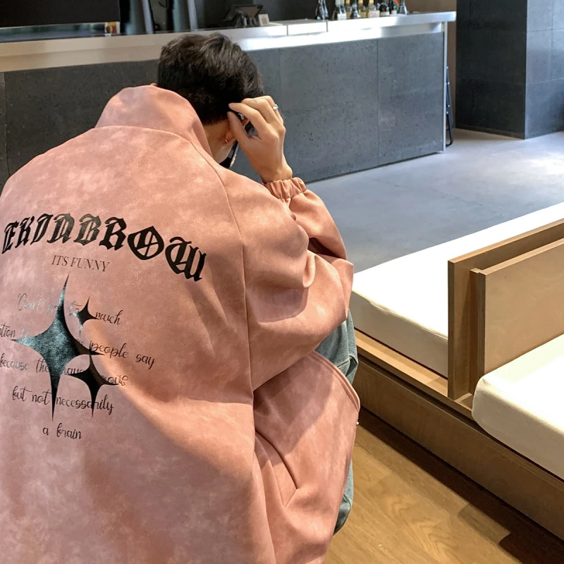 pu皮潮流外套男2024年秋季新款美式港风休闲设计感宽松立领夹克