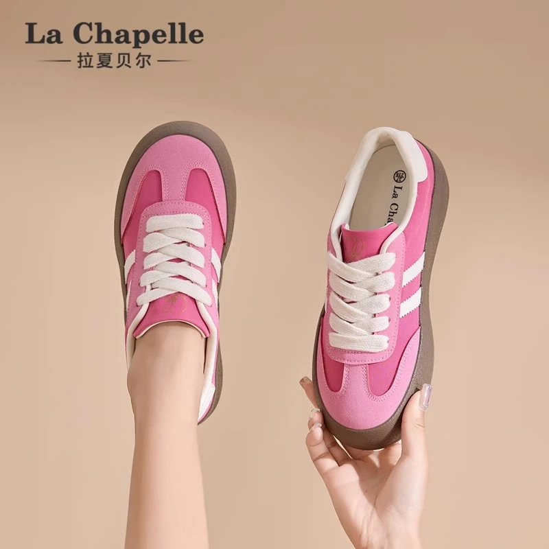 拉夏贝尔德训鞋女2025冬季新款百搭休闲厚底增高显瘦轻便运动板鞋