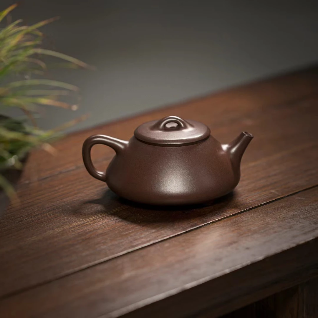 宜兴原矿任瓢·手工容量200cc老紫泥小容量手制