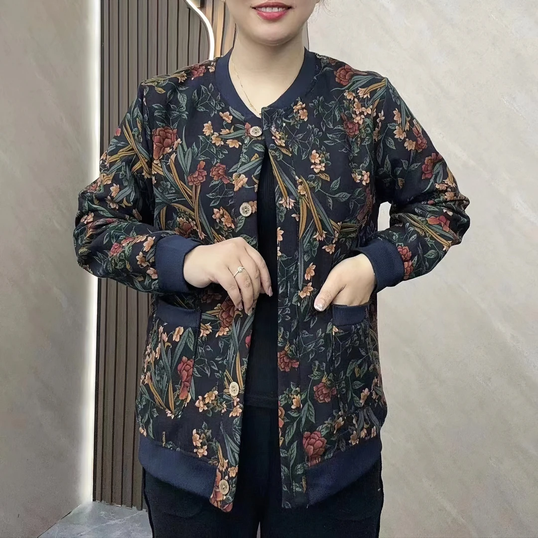 2024新款妈妈装加绒加厚棉衣外套休闲百搭时尚