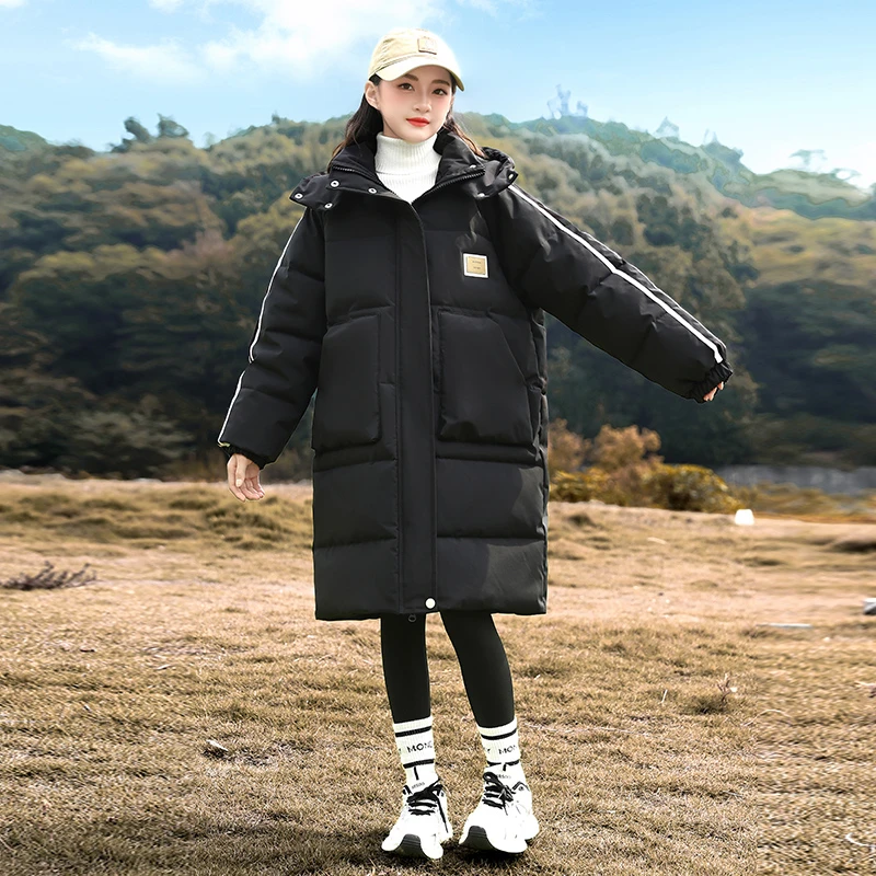 女大童棉服外套2025新款儿童洋气学生中长款棉衣女童冬季加厚棉袄