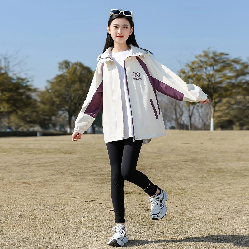 女童外套春秋款2025新款儿童装洋气学生韩版百搭上衣大童春装风衣