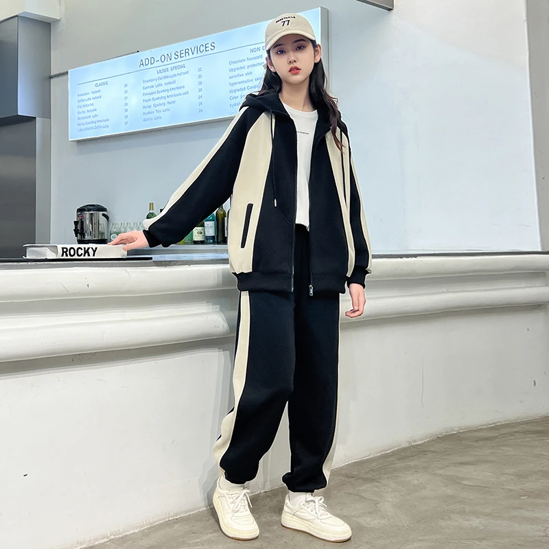 女大童套装春装2025新款儿童洋气网红运动12大童春秋款15岁中学生