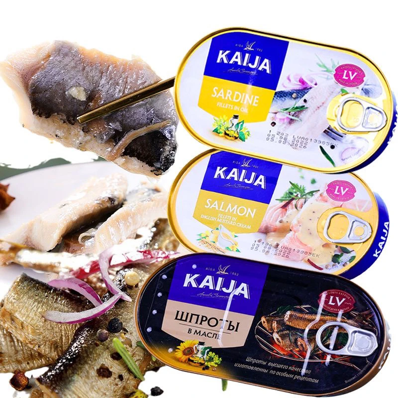 【发三盒】拉脱维亚原装进口KAIJA牌油浸沙丁鱼罐头170g/盒即食