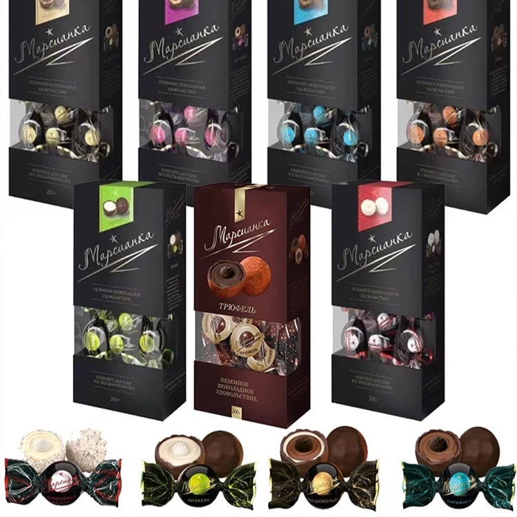 【发两盒】俄罗斯巧克力进口涅夫斯基牌黑美人松露味夹心糖