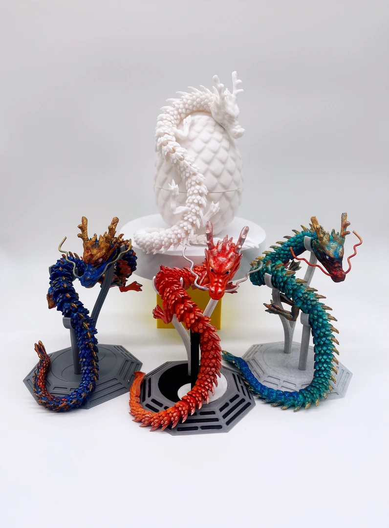 3D打印关节龙神龙DIY创意手工涂色益智玩具白模全身可动