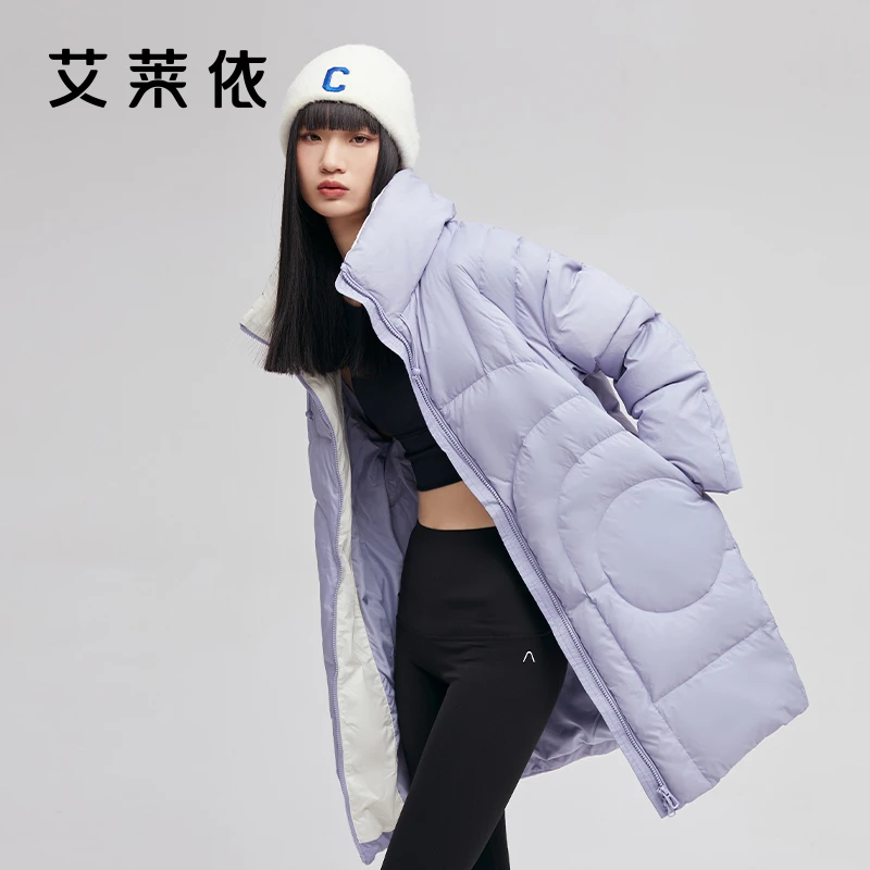 艾莱依立领羽绒服女冬季新款时尚百搭中长款外套休闲保暖外套1348