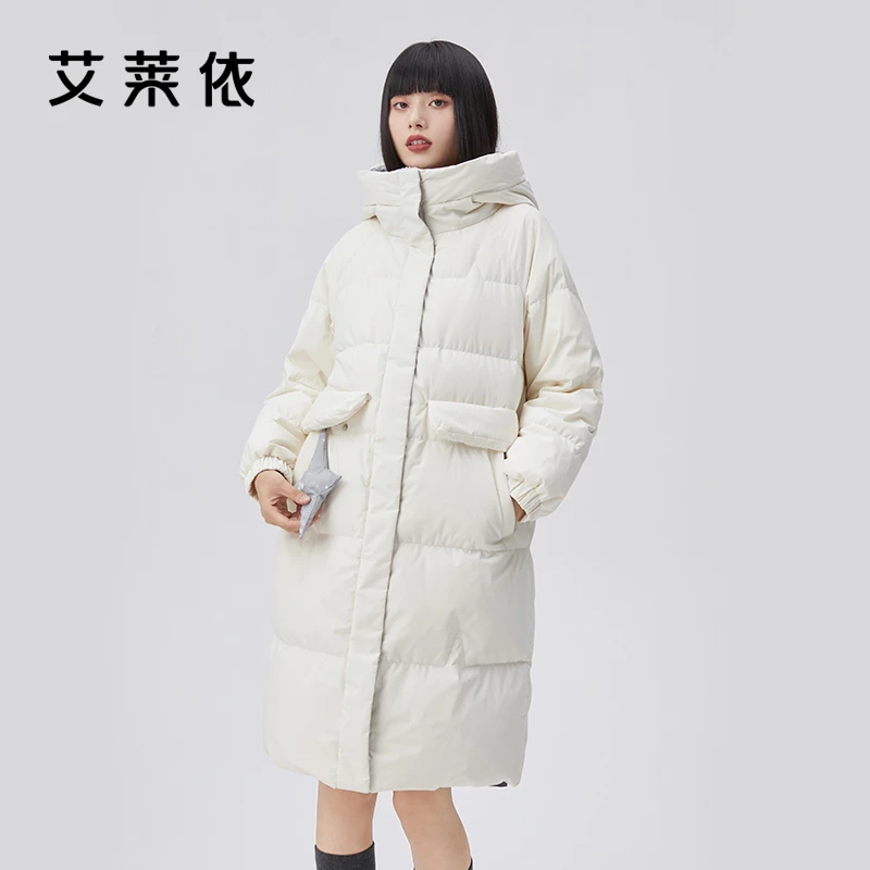 艾莱依冬季新款长款羽绒服女立领保暖休闲气质时尚百搭外套1243