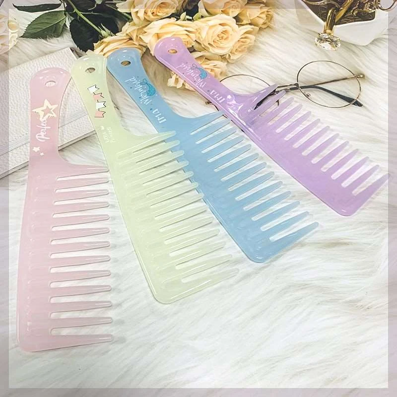卷发专用大齿梳果冻卡通梳软胶折不断防静电加厚加宽齿梳防脱发梳