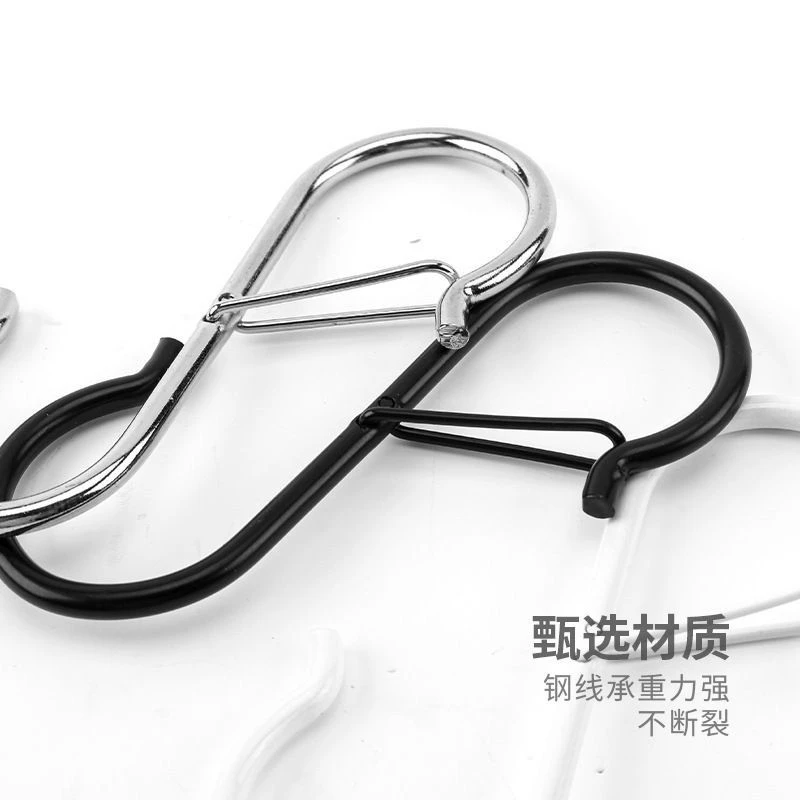 s型挂钩防掉挂钩s挂钩防脱双向卡扣双头圆杆袋子可移动挂杆子防风