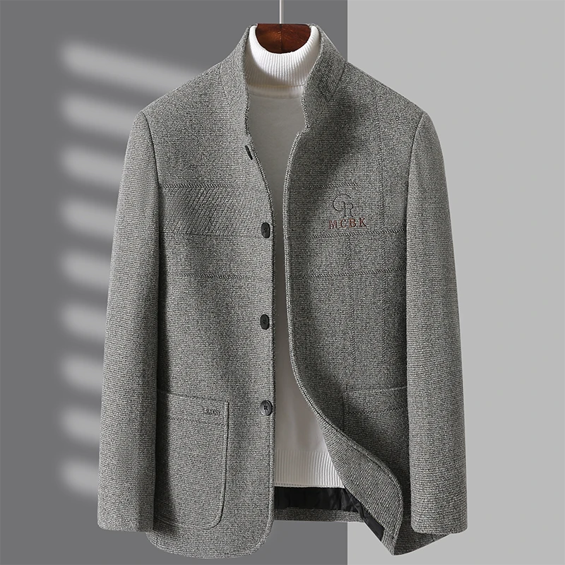 中老年西服西装男士春秋休闲毛呢修身商务韩版西装男士春秋休闲