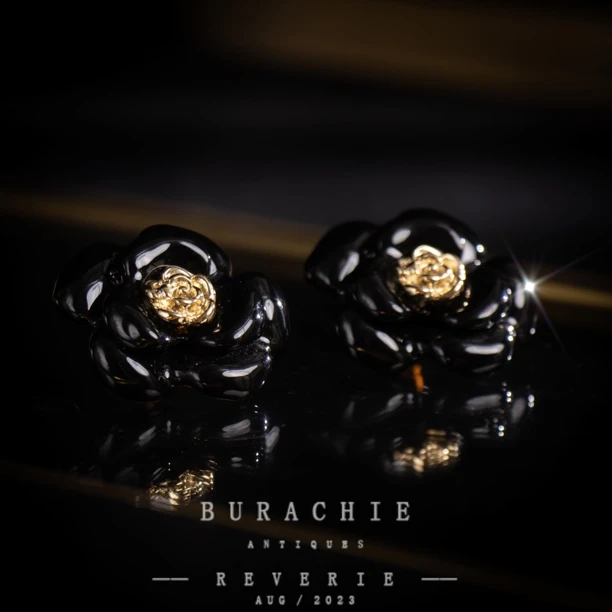 铜合金仿水晶耳饰 【6632】致敬香奶奶花园系列山茶花浇筑琉璃