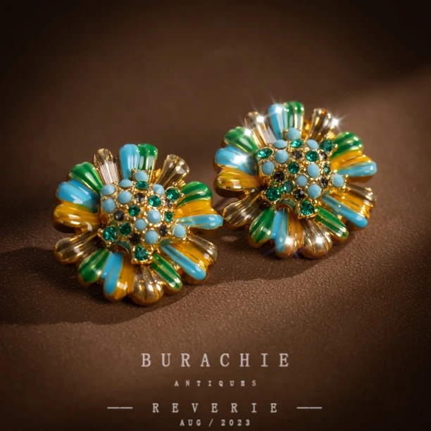 铜合金仿水晶耳饰 【 2505】 万象生息 英产｜溢彩满镶花朵