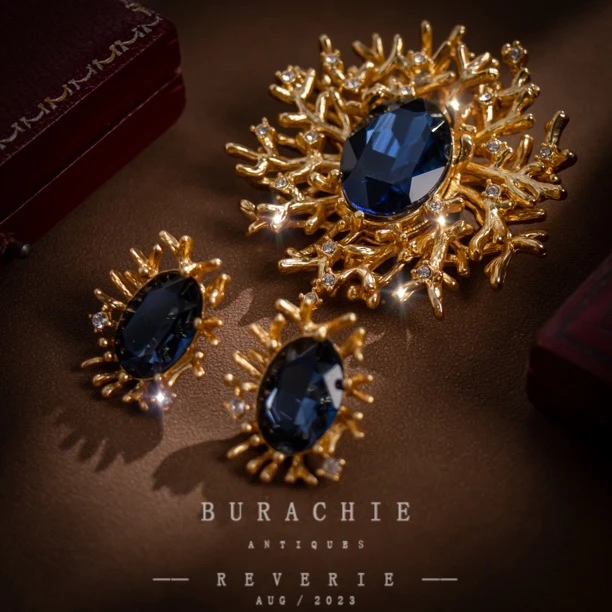 铜合金胸针 意【5129】｜老牌古董珠宝的即视感Fetti蓝冰川