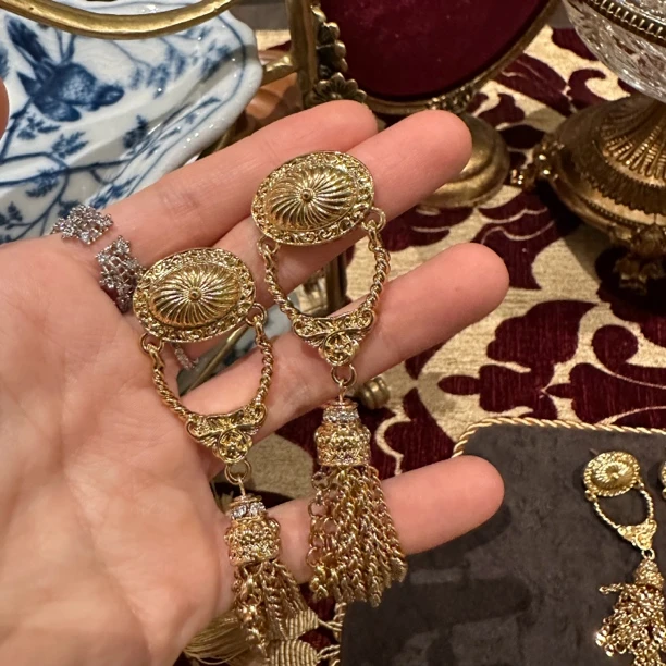 铜合金仿水晶耳饰 铜合金仿水晶耳饰 意【8135】｜经典小香印章流苏