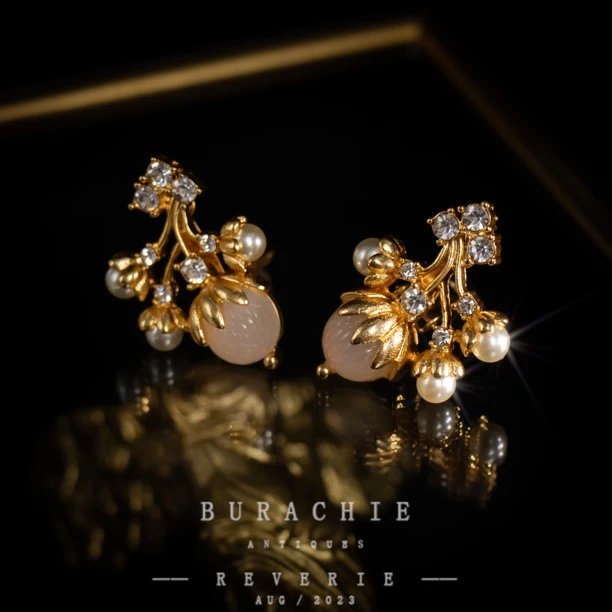 铜合金仿水晶耳饰 粉朵时尚素款 耳钉【5872】