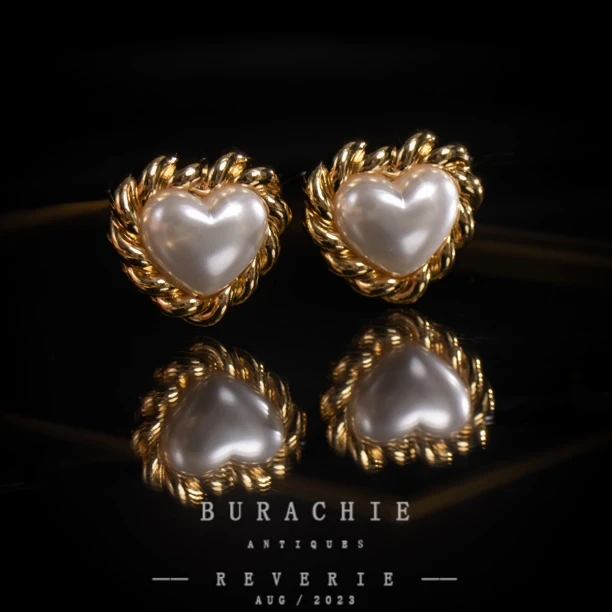 铜合金仿珍珠耳饰 【5205】店主珍藏1950s巴黎珠风格karL致敬香奶奶