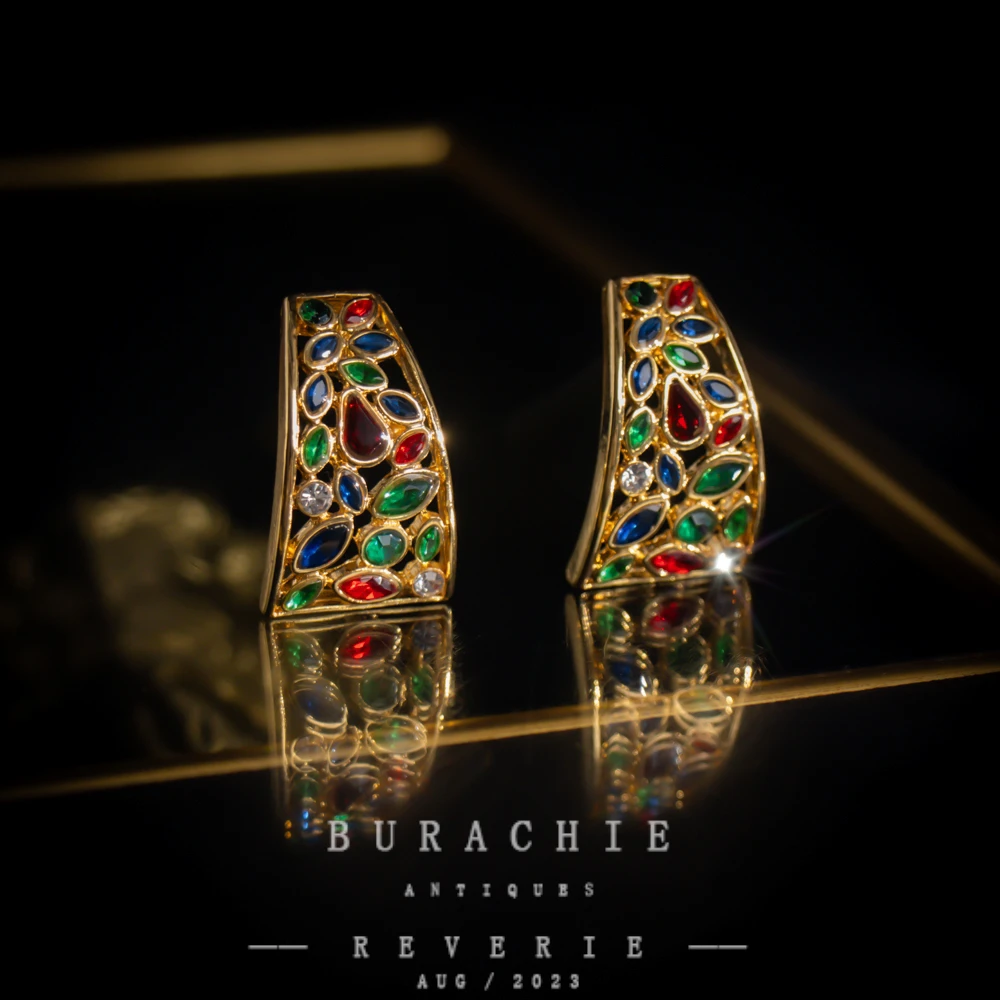 铜合金仿水晶耳饰 【3423】耳饰 店主珍藏1950s 巴黎风格致敬香奶奶