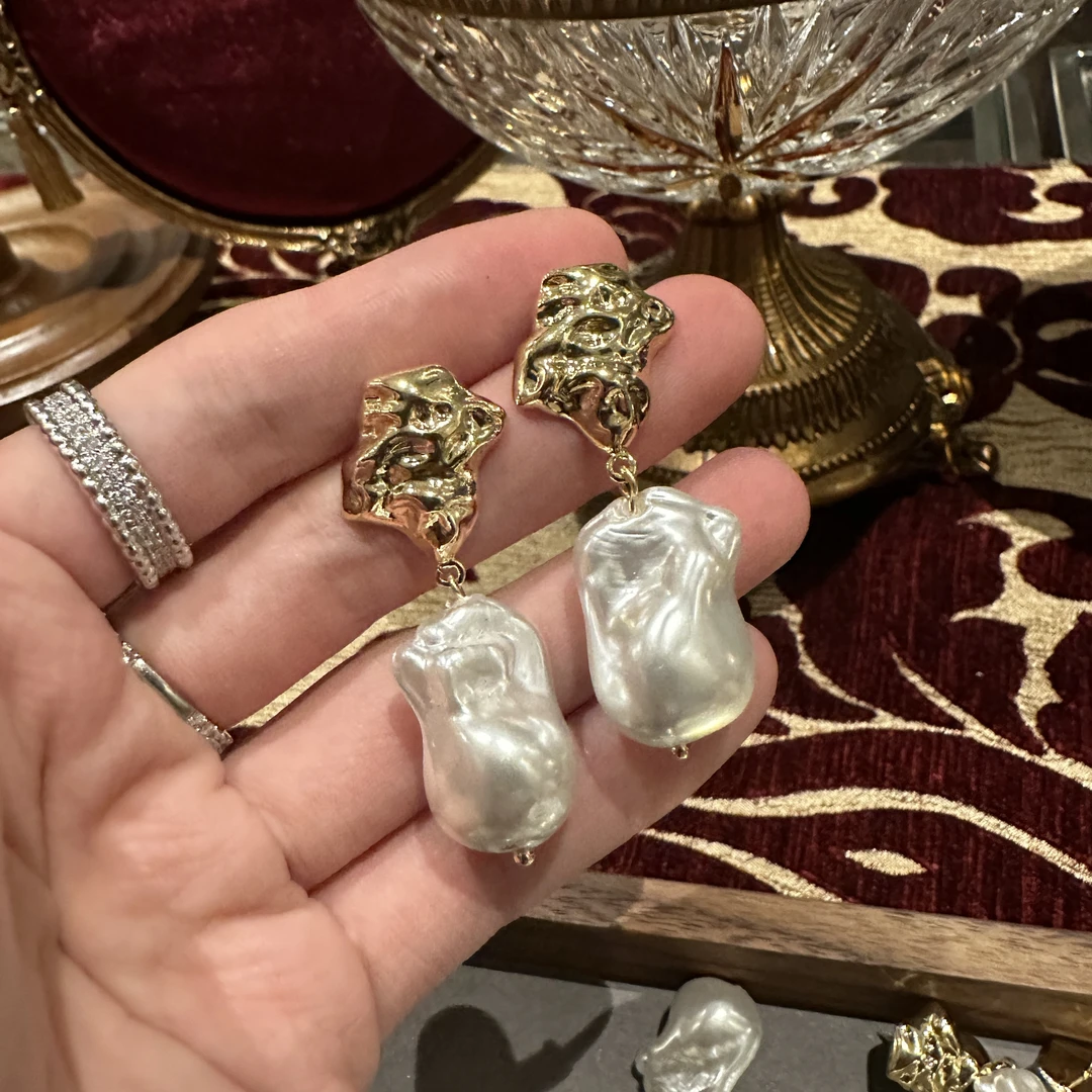 铜合金仿珍珠耳饰 极光｜熔岩这颗白菜美到了我的心里 2492