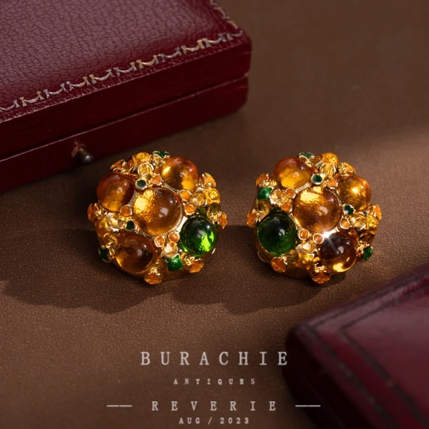 铜合金仿水晶耳饰 【4154】耳饰 店主珍藏1950s 巴黎风格致敬香奶奶