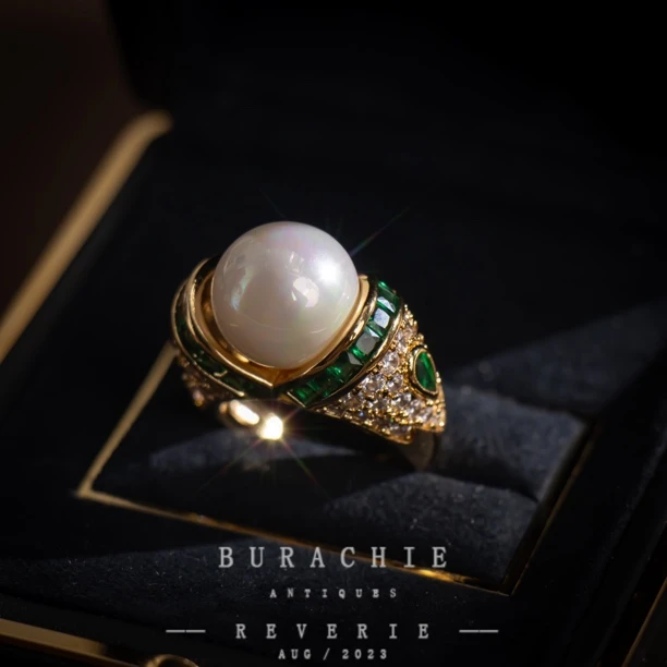 铜合金仿珍珠戒指 【5582】佛罗伦萨老奶奶 沃顿绿多 宝