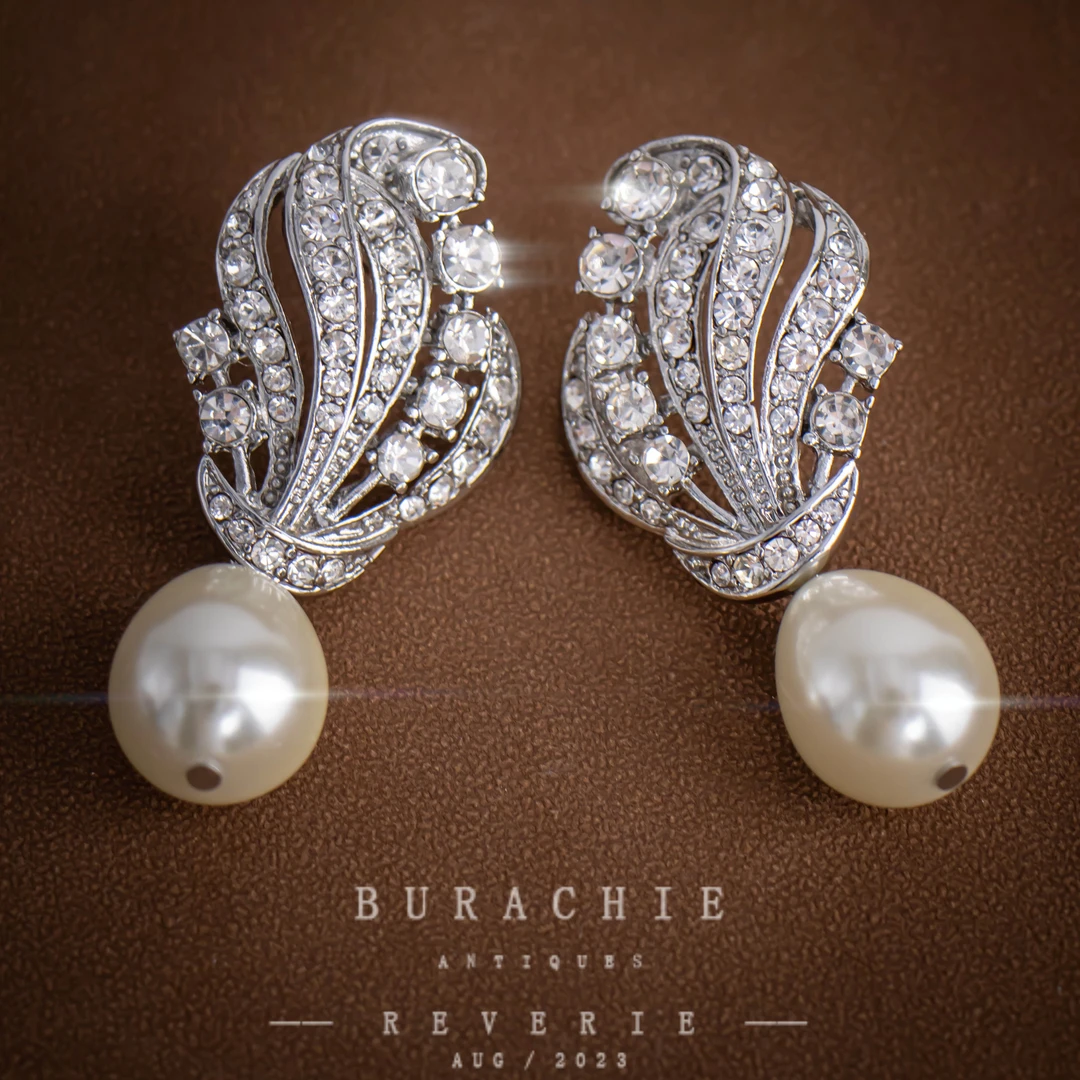 铜合金仿珍珠耳饰 古卓商收藏百嘉丽古典【9068】优雅耳钉