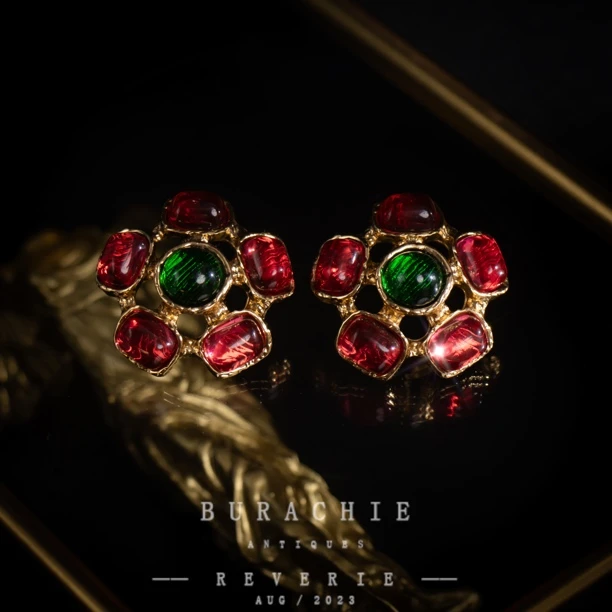 铜合金仿水晶耳饰 【6499】 老佛爷1960SFerrand红果冻琉璃