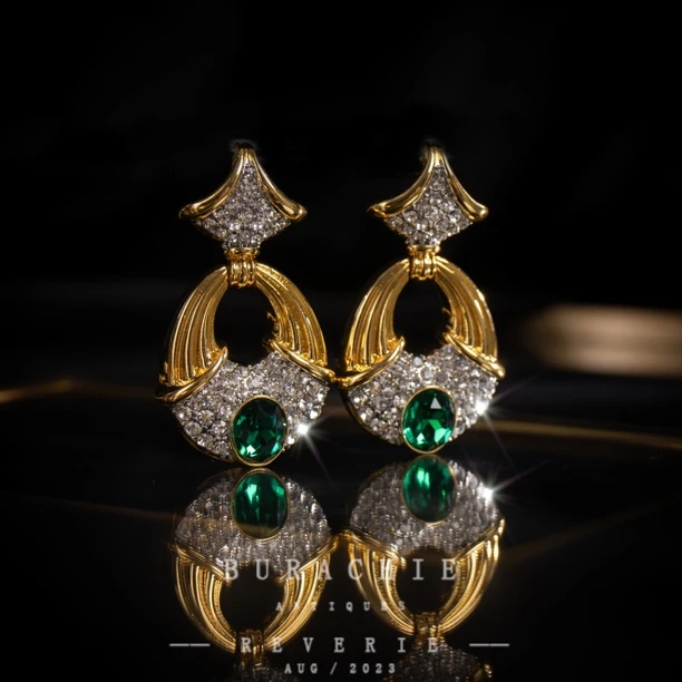 铜合金仿水晶耳饰 耳饰 【2509】店主珍藏1950s 巴黎风格致敬香奶奶