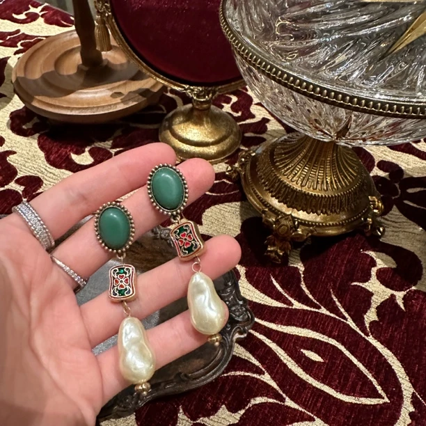 铜合金仿珍珠耳饰 德｜罗尔故事美人太像巴洛克 4750