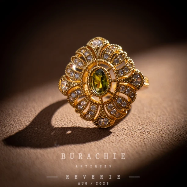 铜合金仿水晶戒指 【2612】佛罗伦萨老奶奶Lordu soir沃顿绿多宝