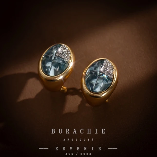 铜合金仿水晶耳饰  【5220】铜合金耳饰经典收藏ParkLark海蓝上镶嵌