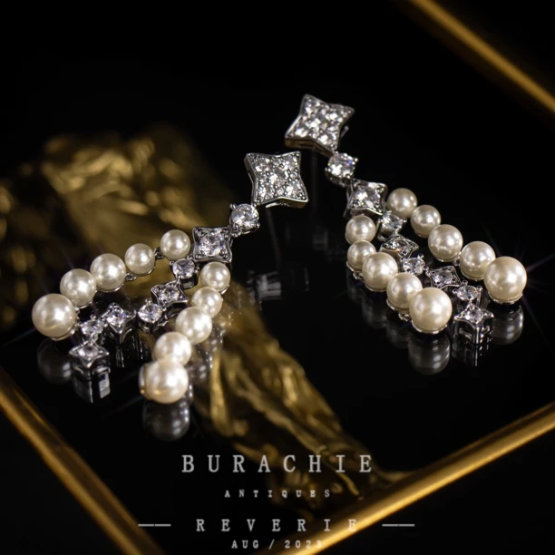 铜合金仿珍珠耳饰 【2983】愛我久久//淡水极光珍藏耳钉