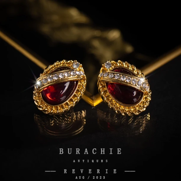 铜合金仿水晶耳饰 【9884】 店主珍藏1950s 巴黎风格致敬香奶奶