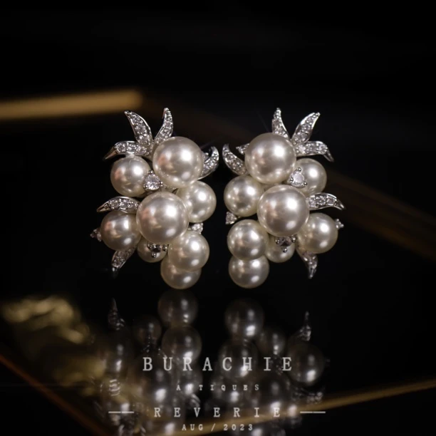 铜合金仿珍珠耳饰  【5853】英｜经典原标克拉收CrownFrett工匠流光