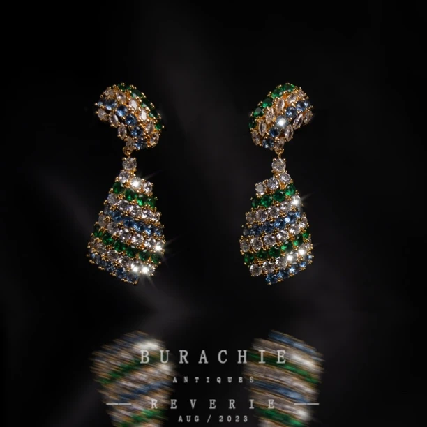 铜合金仿水晶耳饰 【1072】店主珍藏1950s 巴黎风格致敬香奶奶