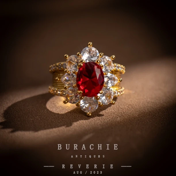 铜合金仿水晶戒指 【6339】法巴黎夜幕缅红传 世//戒指