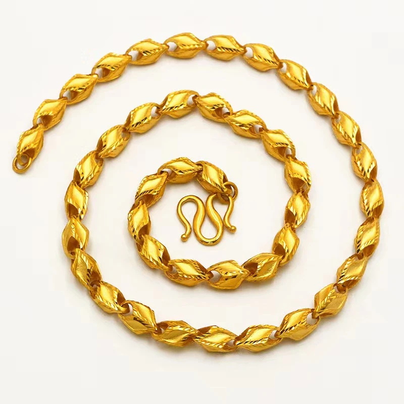 合金项链 【高端定制】麦穗项链瓜子链男款时尚金色空心金店同款