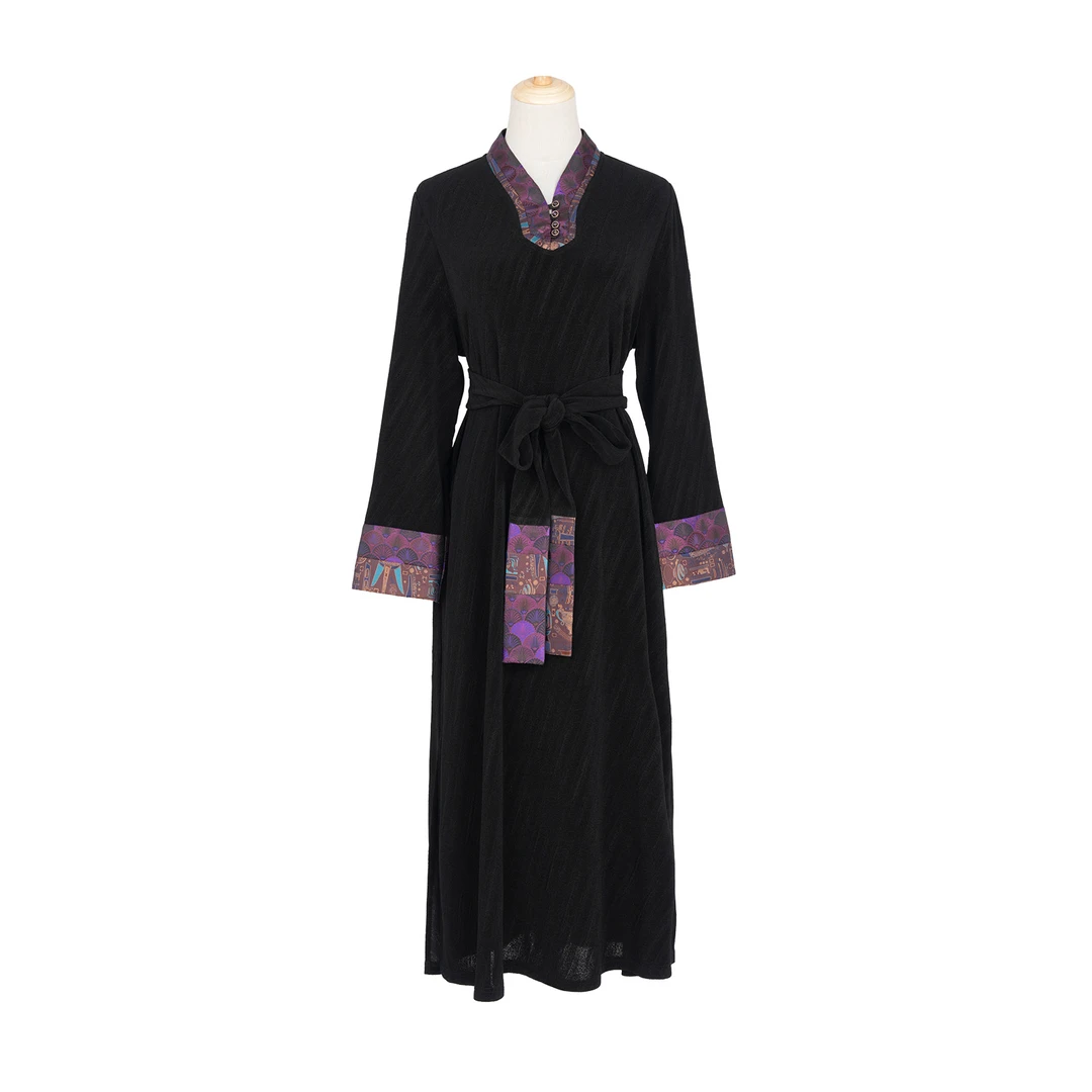 [闻溪]FY1281103新中式长袖连衣裙