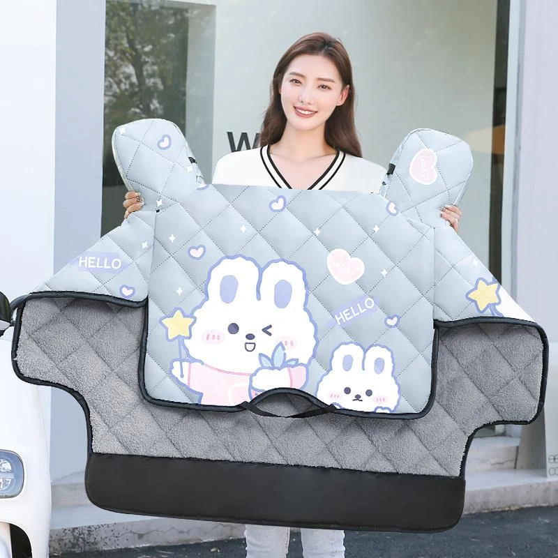 电瓶车挡风被冬季加绒加厚电动车防水防雨罩冬款电车风挡四季通用