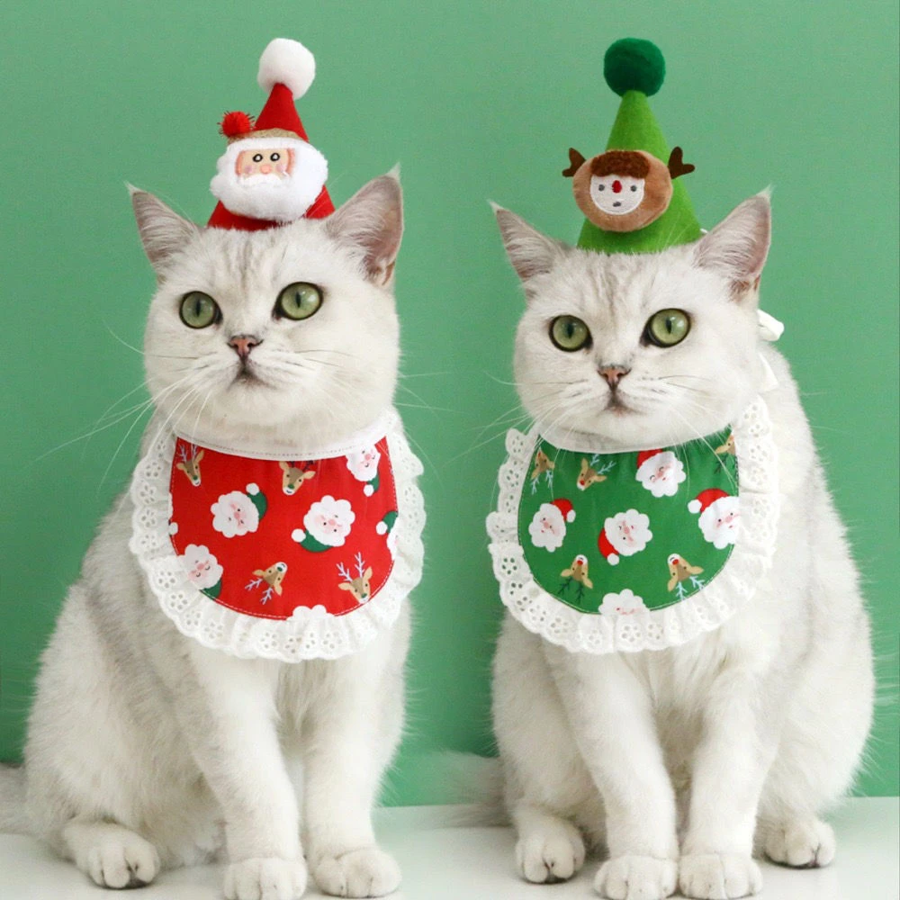 【节日围巾帽子】新款麋鹿小型犬猫咪口水巾围脖服饰宠物围兜