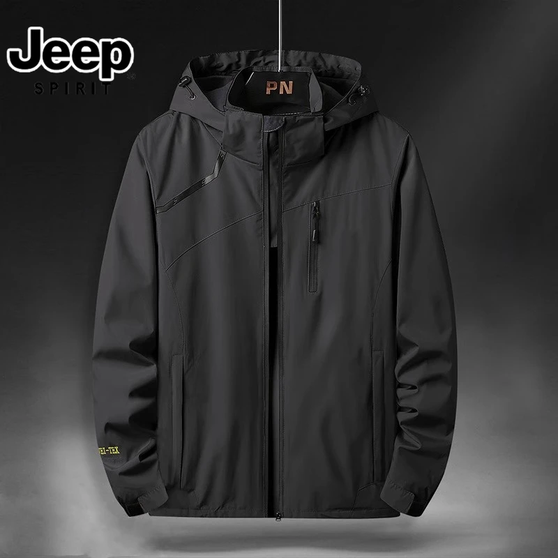 吉普户外冲锋衣男士2024秋冬季潮牌休闲外套情侣加厚棉服外套防风